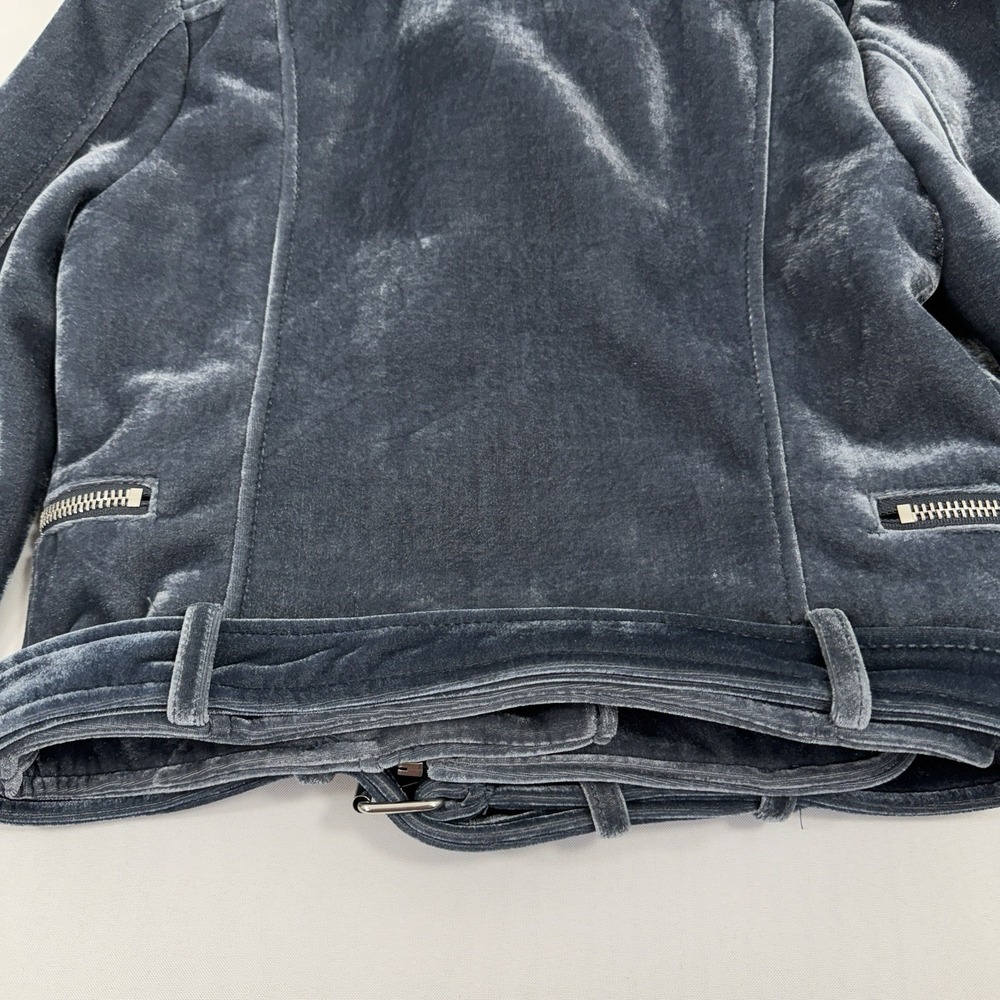 Jachs Cabin Grey‎ Blue  Velour Biker Y2K Jacket Sz S - Picture 5 of 7
